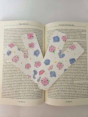 4pc Floral Watercolor Bookmark Set - Pink & Blue Flowers